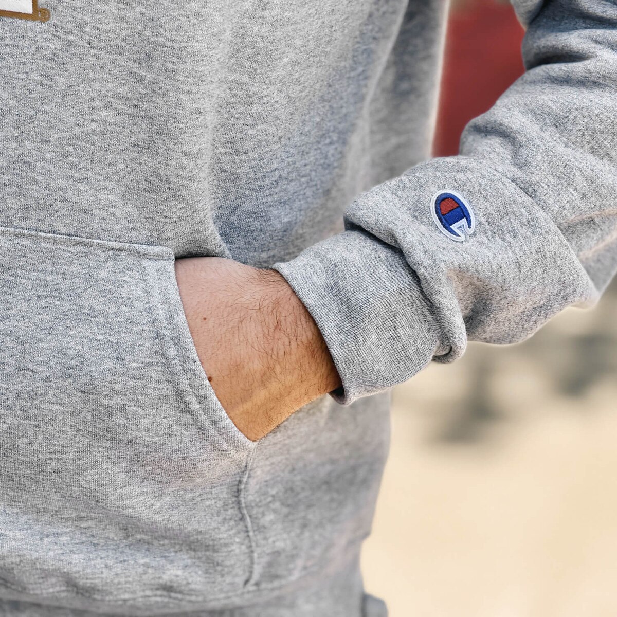 Champion® Patriotic I-State Gray Powerblend Hoodie